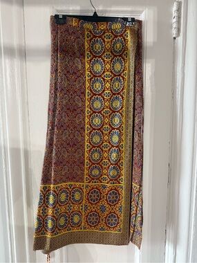 Indian inspired boho Printed Maxi wrap Skirt in Yellow and Red
